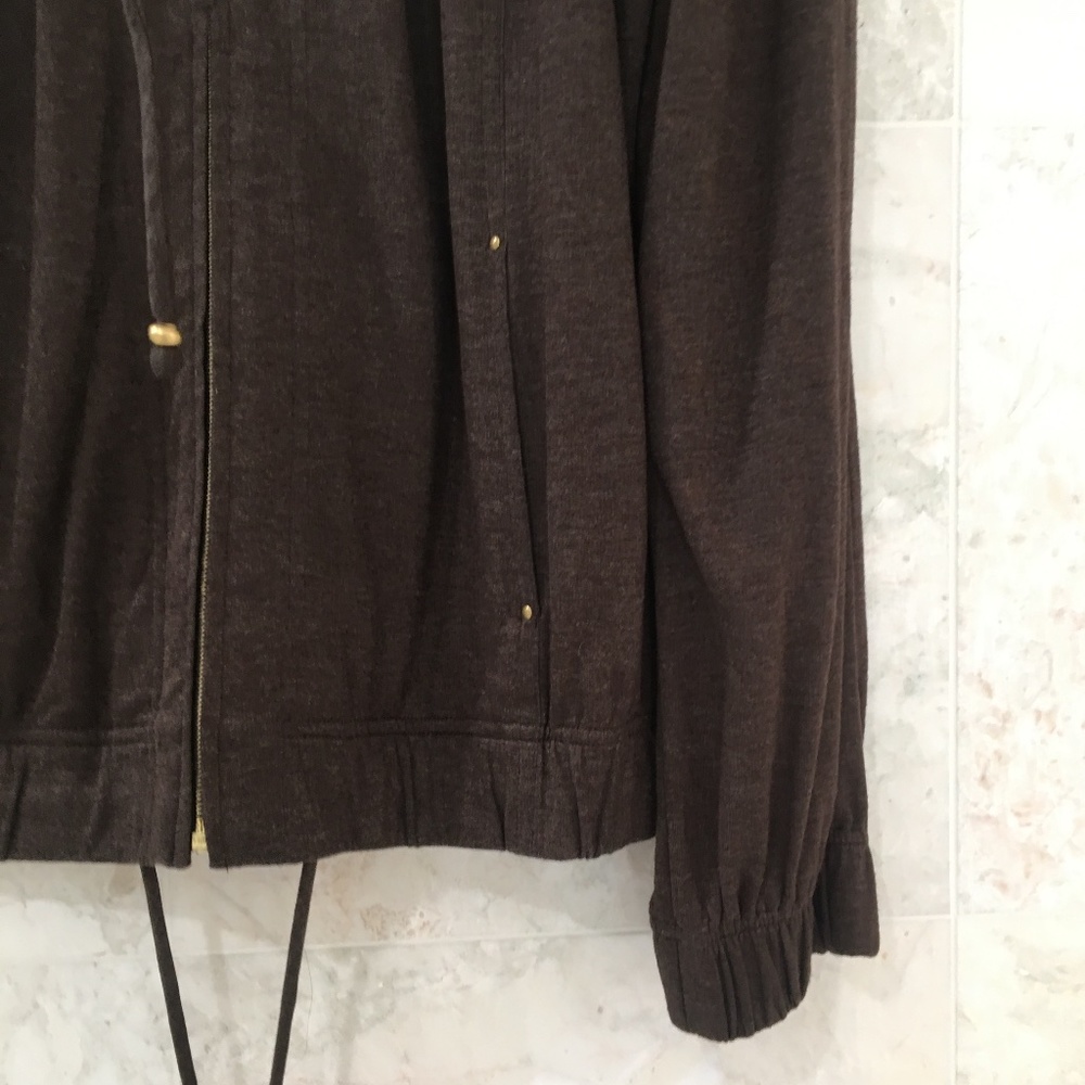 ST JOHN Jacket {S} Mock Neck Lightweight in Brown - Picture 3 of 11